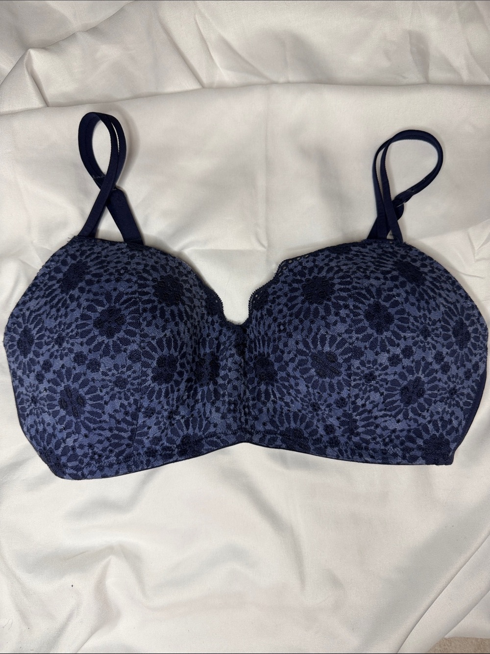 Aerie Women's Navy Floral Lace Molded Bra